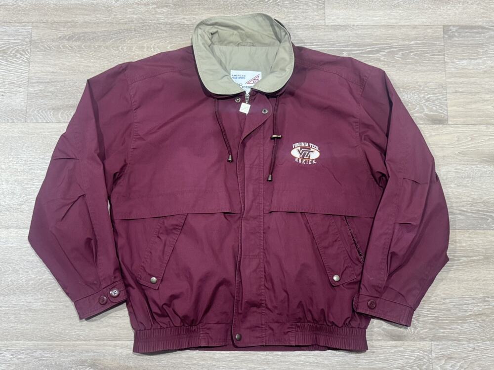 Vintage Virginia tech Pro Celebrity Windbreaker Jacket Mens L Lined Full Zip